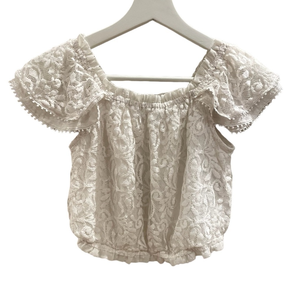 Abercrombie and Fitch White Lace Crop Shirt - Picture 1 of 6